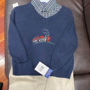 Boys 3 piece Arrow sweater shirt pants train 5